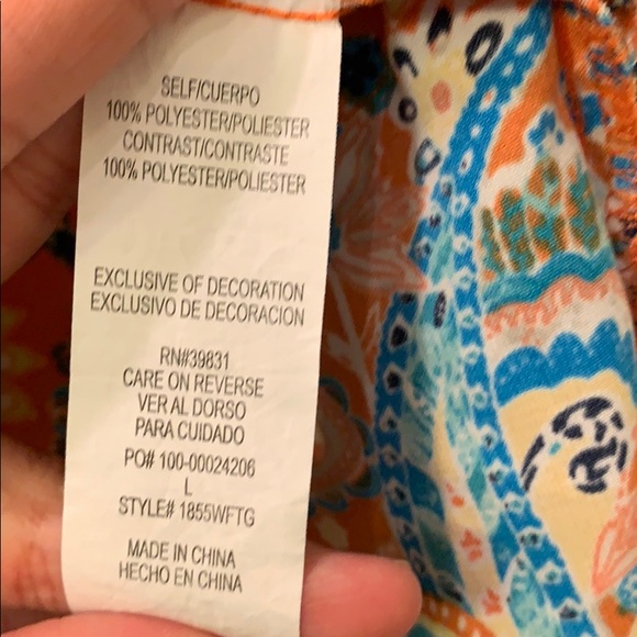 Orange/Blue Girls Handkerchief Hem Shirt - Picture 3 of 8